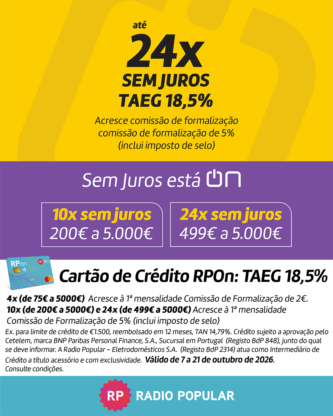 Rádio Popular: até 24x sem juros